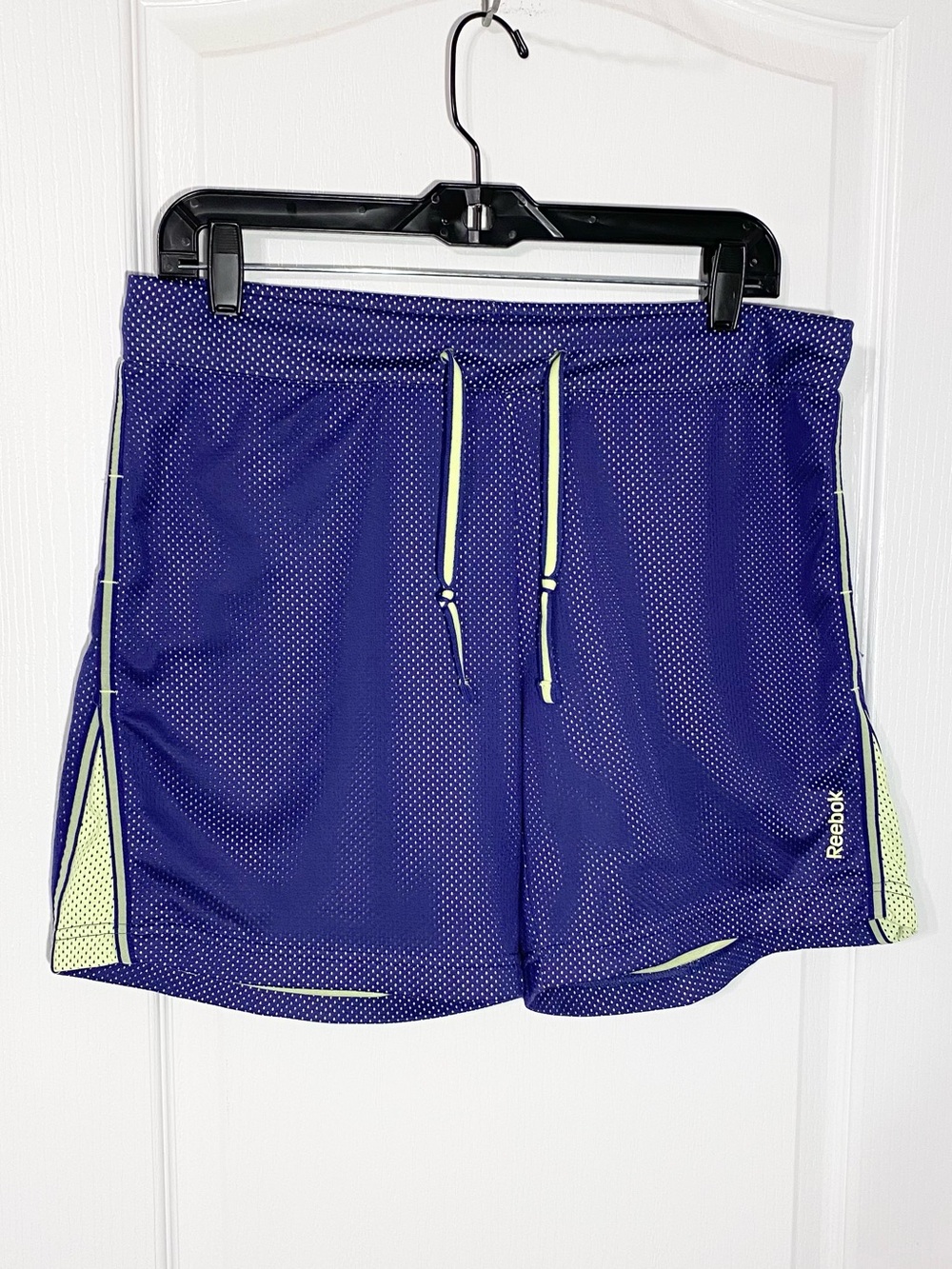 Reebok Mesh Basketball Athletic Shorts Purple with Lime Green Accents Sz Medium